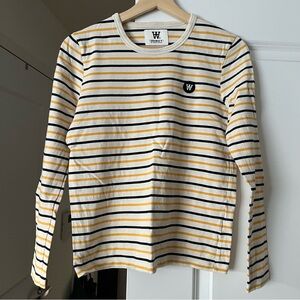 Wood Wood long sleeve Moa shirt yellow/black stripe size S